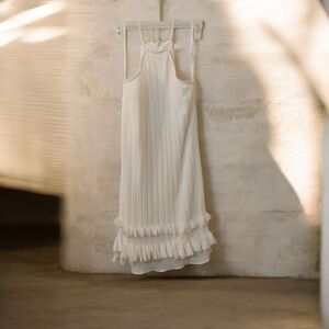 Lumier White Pleated Dress Size XSmall